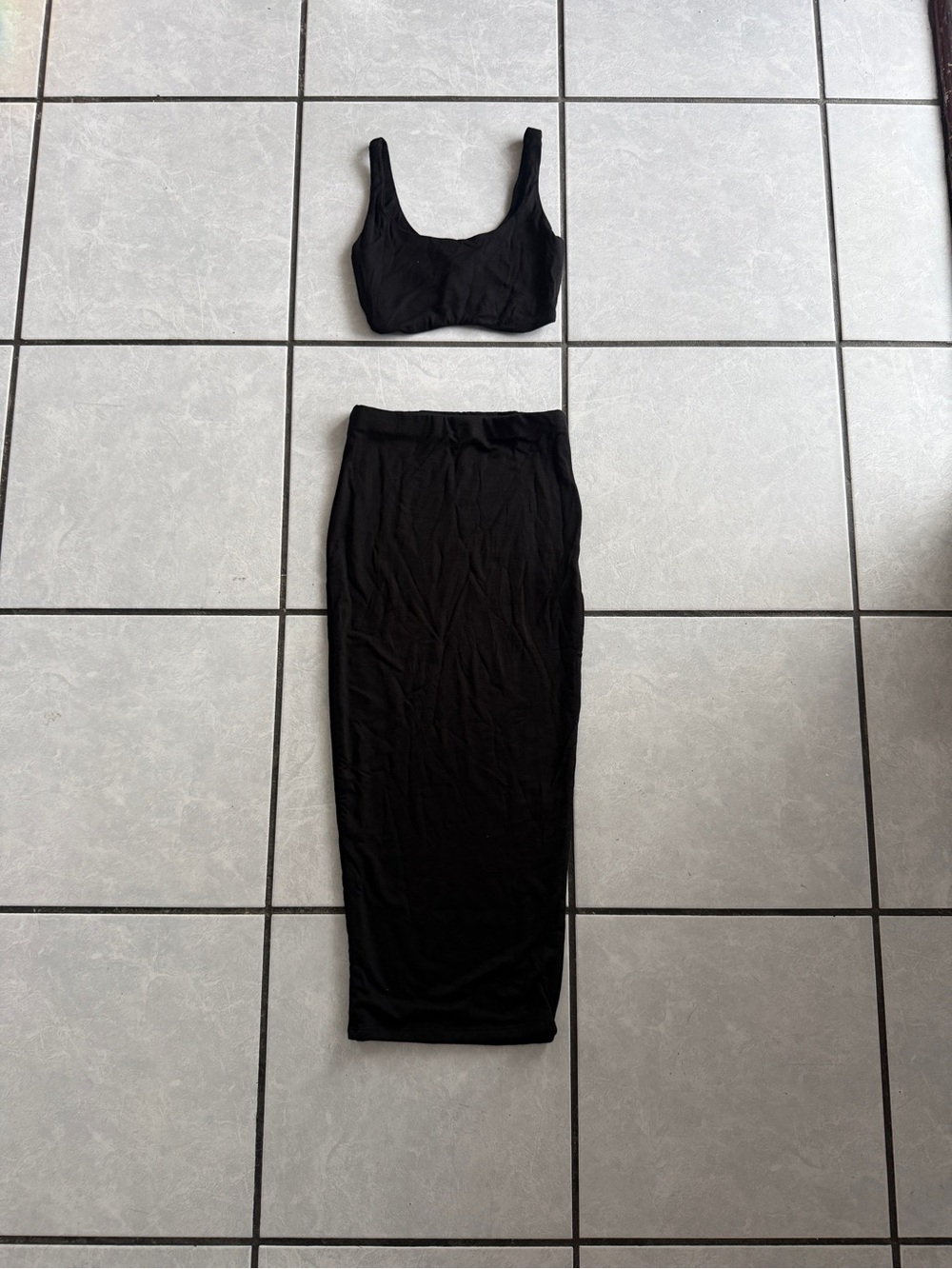 naked wardrobe Black Maxi Pencil Skirt 2 Piece